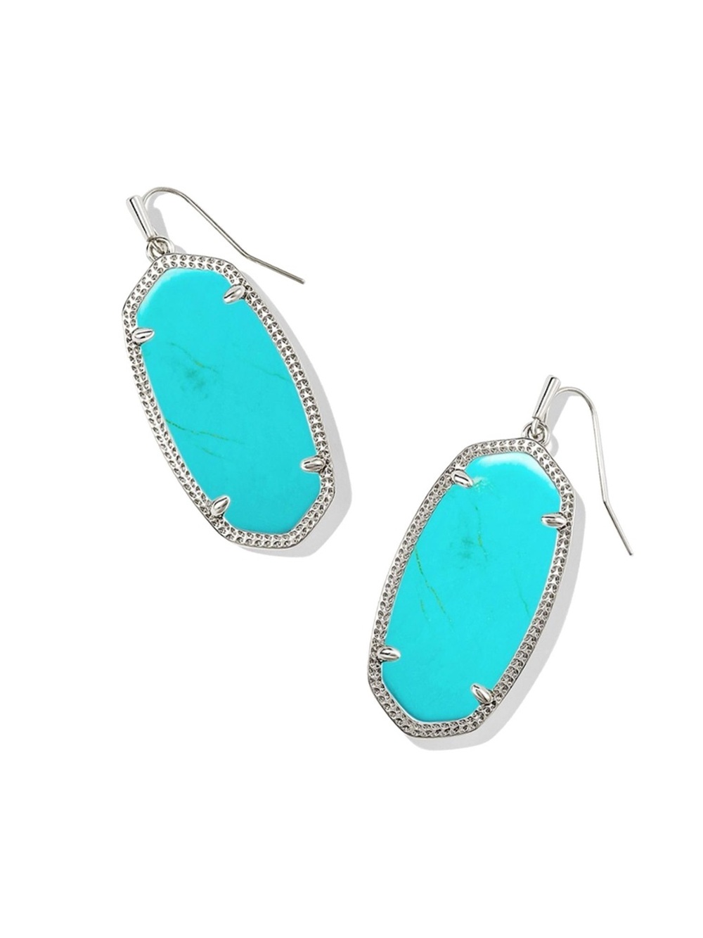 Kendra Scott Elle Silver Drop Earrings in Turquoise